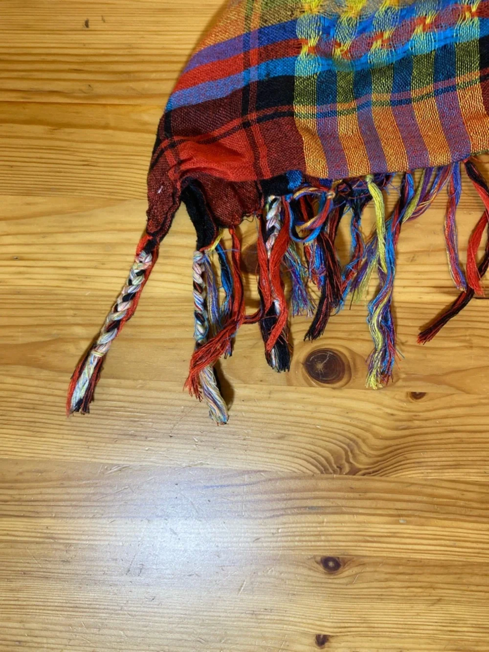 Hot Topic Rainbow Plaid Fringe Scarf Colorful Boho Festival Indie Grunge Wrap